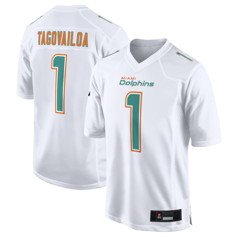#1 Tua Tagovailoa Player M.Dolphins White Fashion Game Football Jerseys