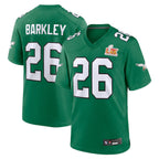 #26 Saquon Barkley Player Kelly Green P.Eagles Super Bowl LIX 2nd Alternate Game Football Jerseys