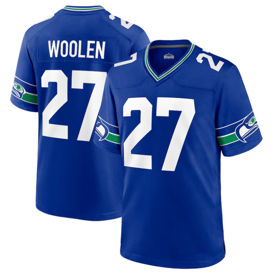 #27 Tariq Woolen Player S.Seahawks Royal Player Game Football Jerseys