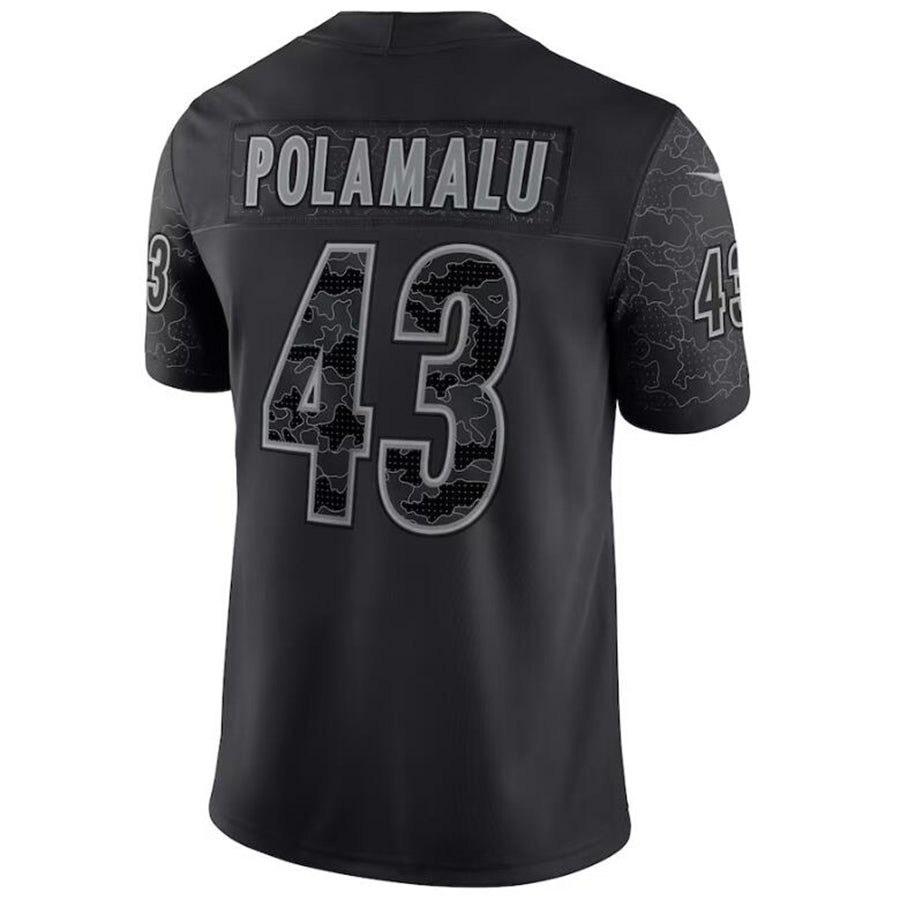 #43 Troy Polamalu Player P.Steelers Black RFLCTV Limited Football Jerseys