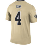 #4 Derek Carr Player NO.Saints Gold  Inverted Game Football Jerseys
