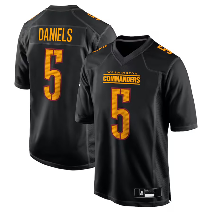 #5 Jayden Daniels Player W.Commanders Carbon Black Fashion Football Jerseys