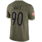 #90 T.J. Watt Player P.Steelers Olive Salute To Service Limited Football Jerseys