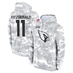 A.Cardinals #11 Larry Fitzgerald Player Arctic Camo Salute to Service Limited Hoodie Football Jerseys