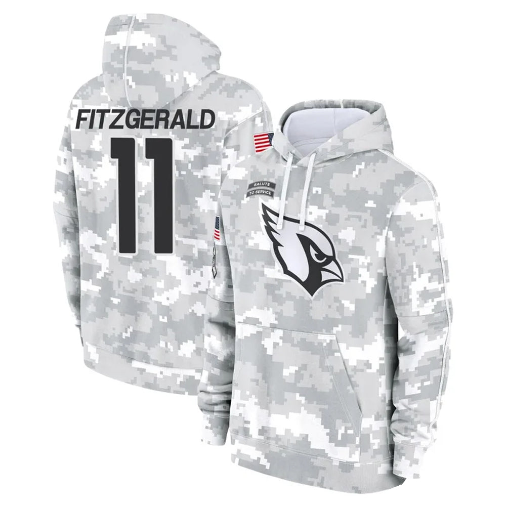 A.Cardinals #11 Larry Fitzgerald Player Arctic Camo Salute to Service Limited Hoodie Football Jerseys