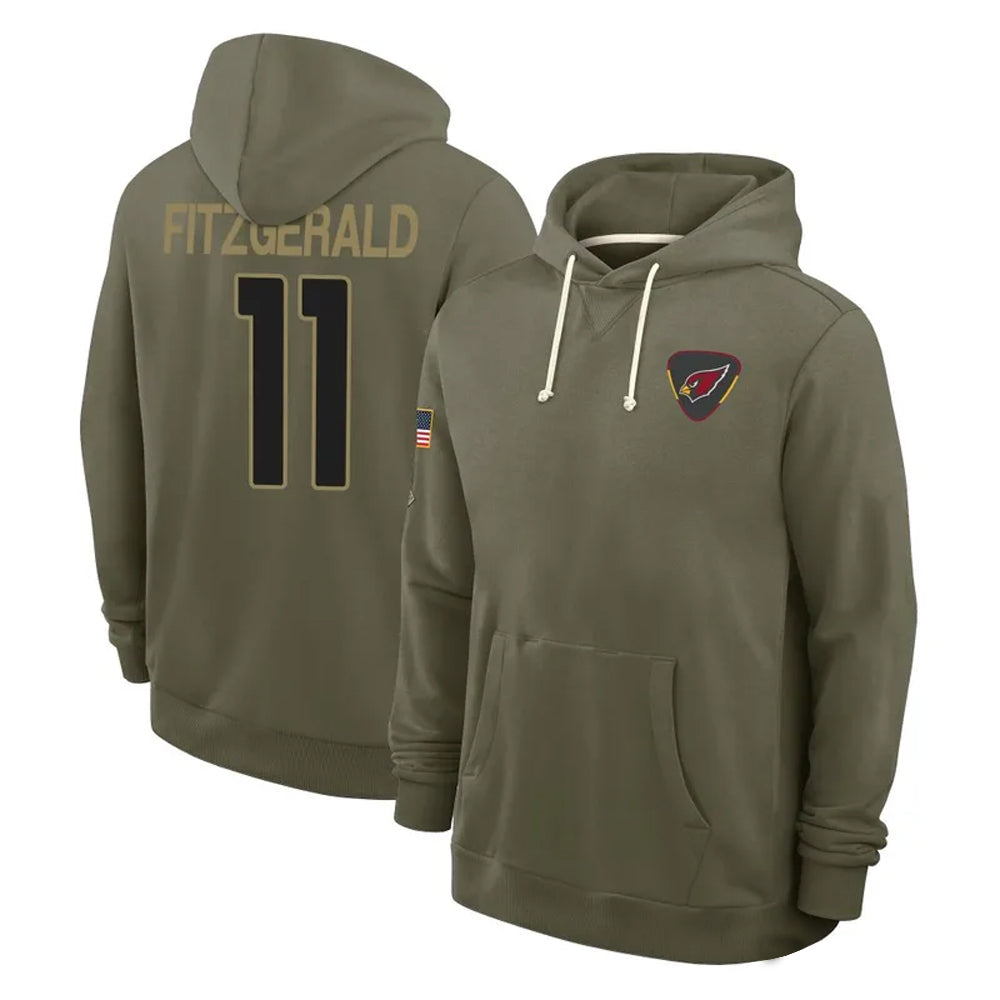 A.Cardinals #11 Larry Fitzgerald Player Olive Salute to Service Hoodies Football Jerseys