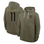 A.Cardinals #11 Larry Fitzgerald Player Olive Salute to Service Hoodies Football Jerseys