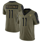 A.Cardinals #11 Larry Fitzgerald Player Salute To Service Olive Football Jerseys