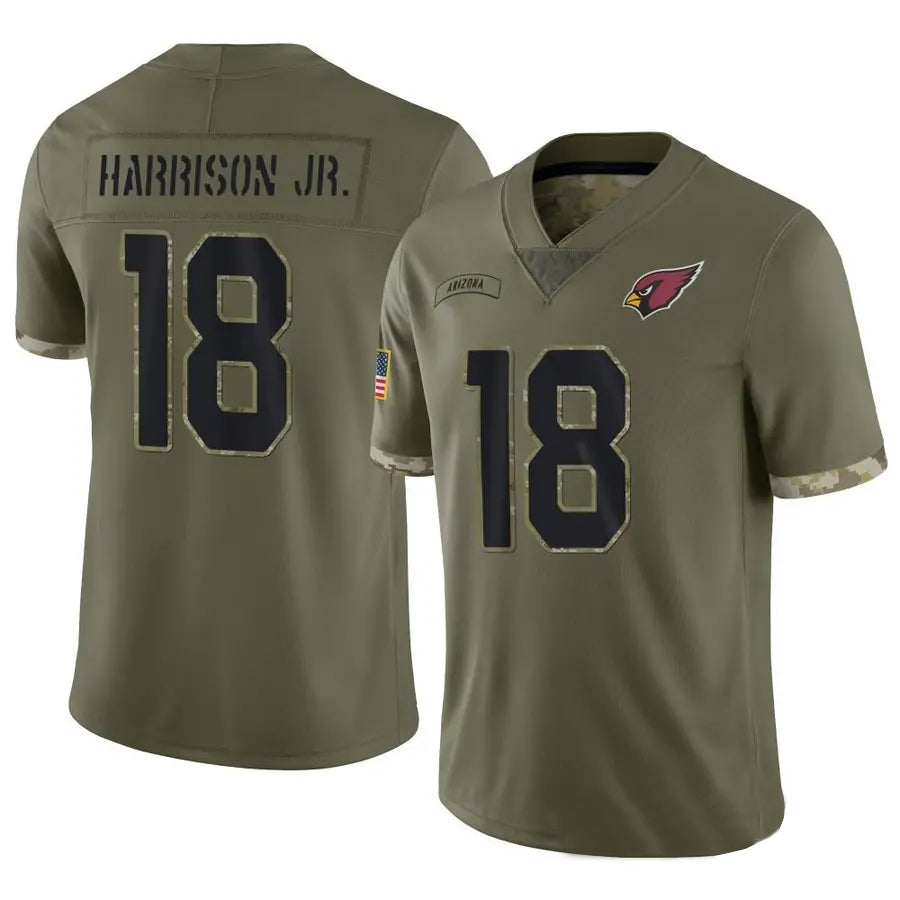 A.Cardinals #18 Marvin Harrison Jr. Player Olive Salute To Service Football Jerseys