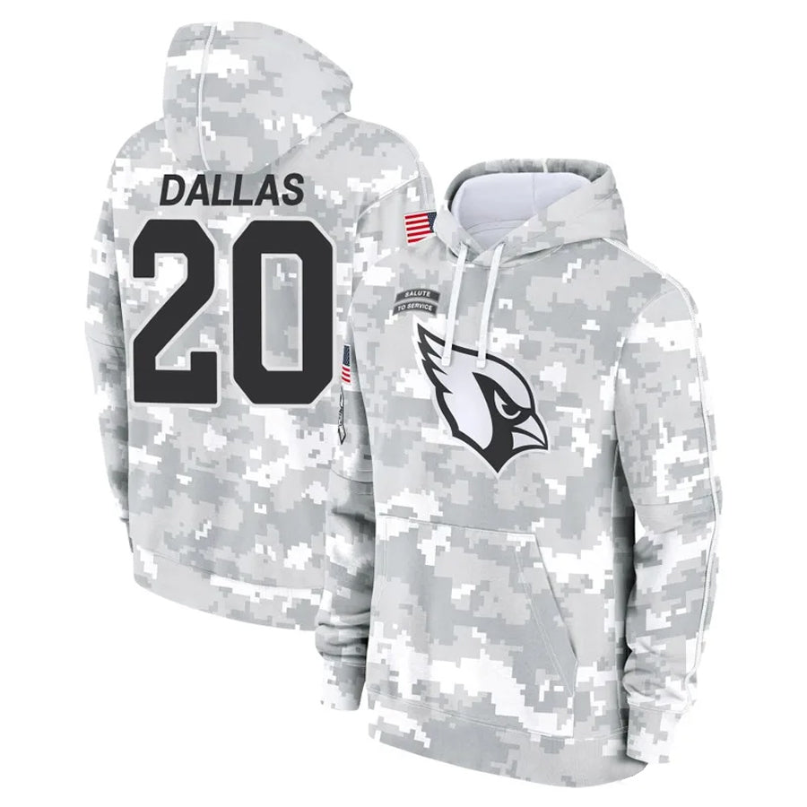 A.Cardinals #20 DeeJay Dallas Player Camo Salute to Service Hoodies Football Jerseys