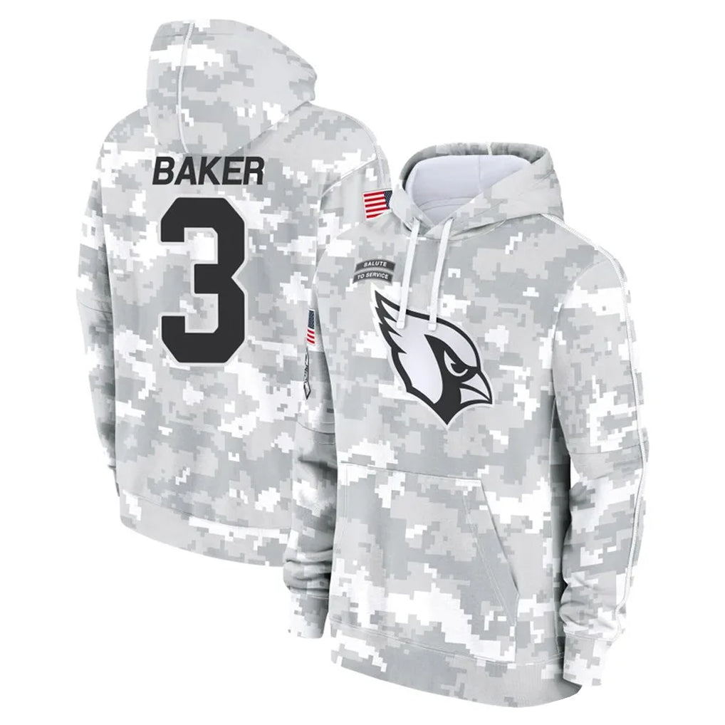 A.Cardinals #3 Budda Baker Player Arctic Camo Salute to Service Limited Hoodie Football Jerseys