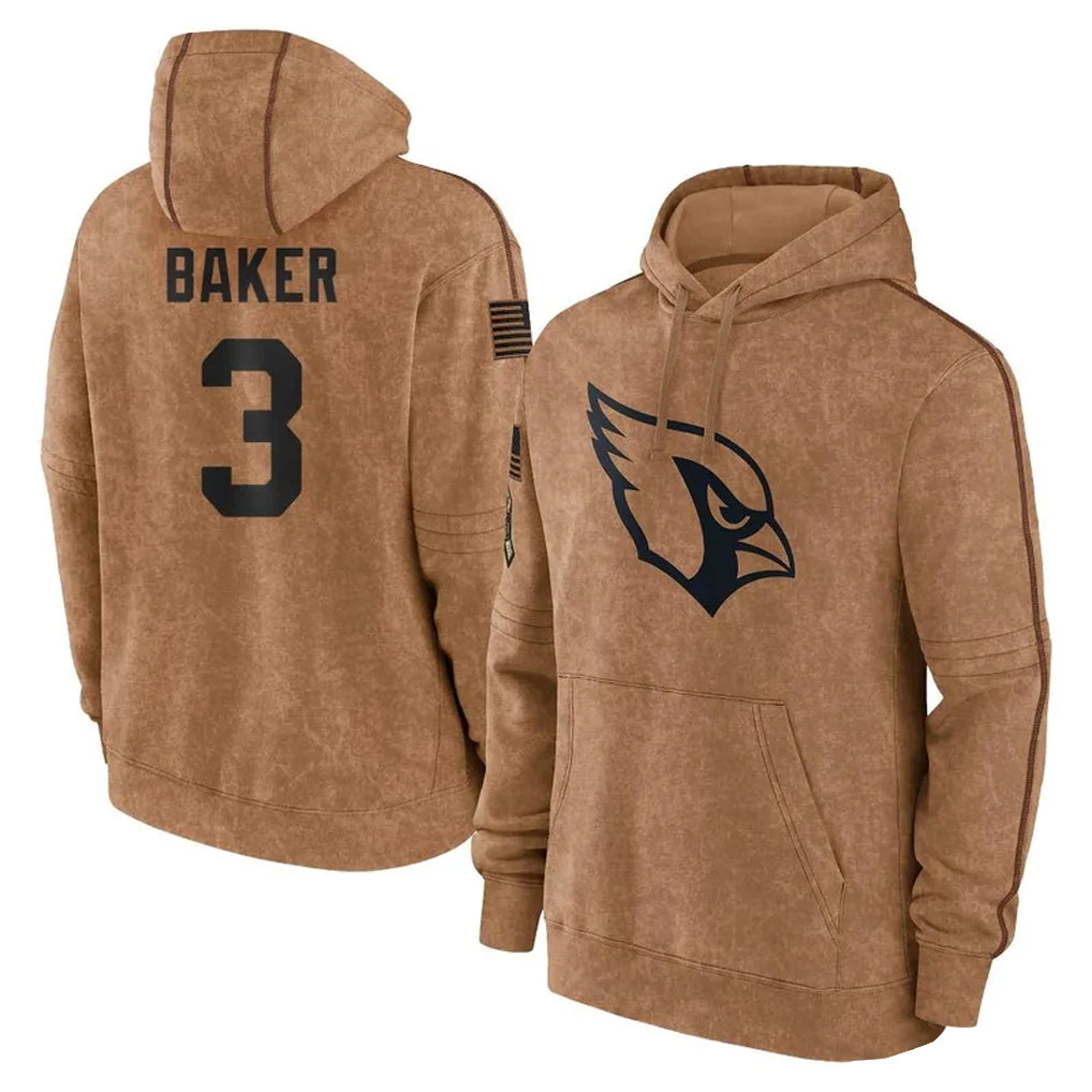 A.Cardinals #3 Budda Baker Player Brown Salute To Service Limited Hoodies Football Jerseys