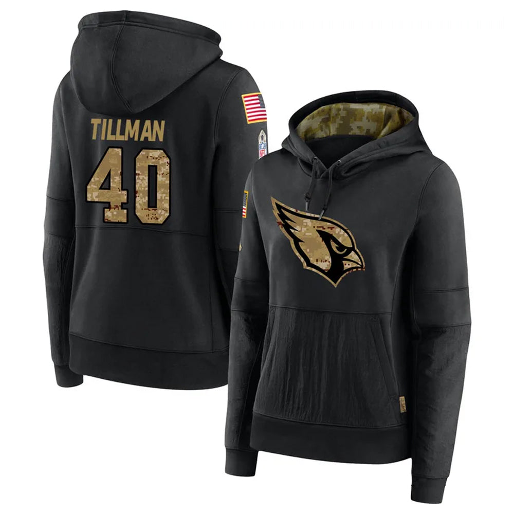 A.Cardinals #40 Pat Tillman Player Black Salute to Service Limited Hoodie Football Jerseys