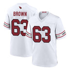A.Cardinals #63 Evan Brown Player White Home Game Football Jerseys