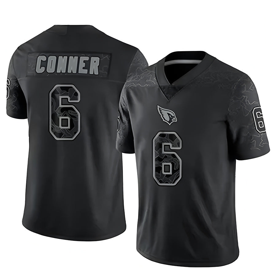 A.Cardinals #6 James Conner Player Black RFLCTV Limited Football Jerseys