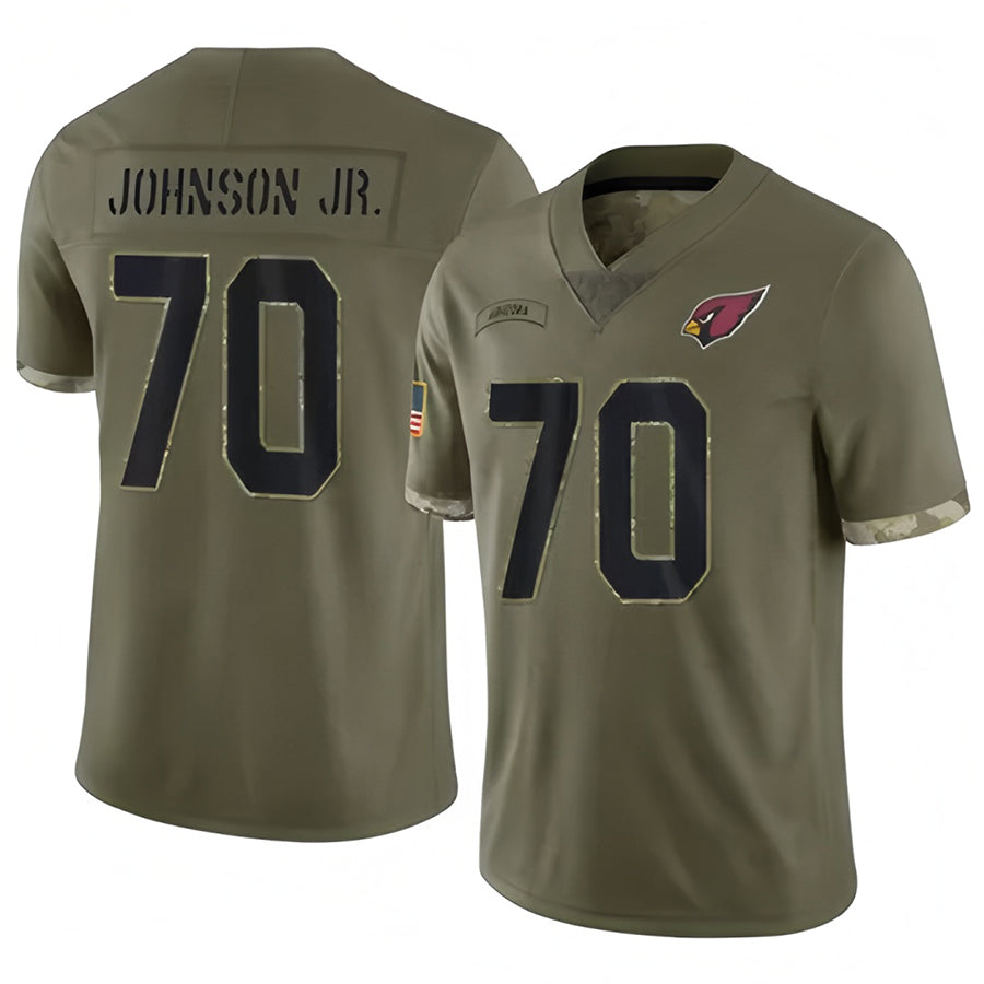 A.Cardinals #70 Paris Johnson Jr. Player Olive Salute To Service Football Jerseys