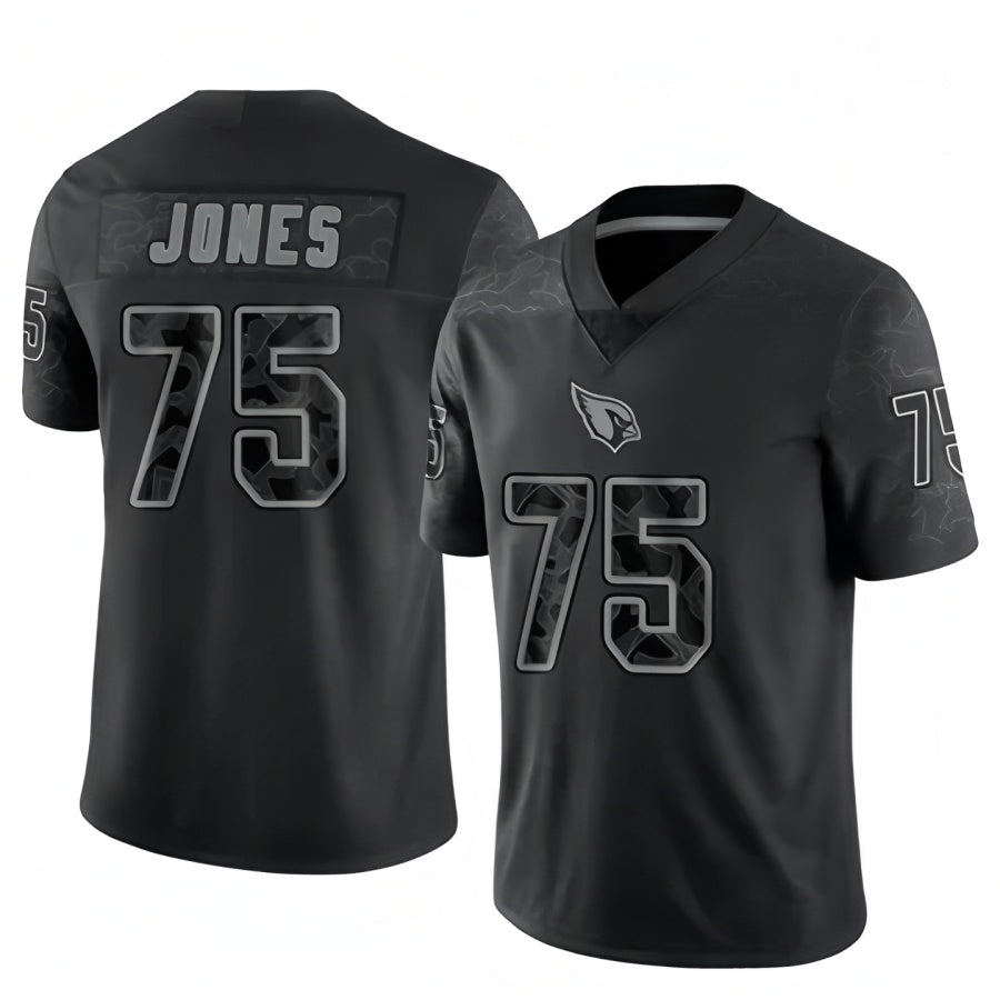 A.Cardinals #75 Christian Jones Player Black RFLCTV Limited Football Jerseys