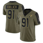A.Cardinals #91 L.J. Collier Player Olive Salute To Service Football Jerseys