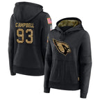 A.Cardinals #93 Calais Campbell Player Black Salute to Service Hoodies Football Jerseys