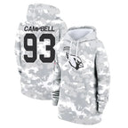 A.Cardinals #93 Calais Campbell Player Camo Salute to Service Hoodies Football Jerseys