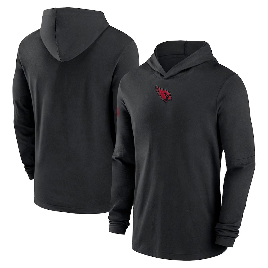 A.Cardinals Black Sideline Performance Long Sleeve Hoodie Player Football Jerseys