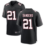 A.Falcons #21 Deion Sanders Player Black Throwback Limited Football Jerseys
