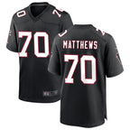 A.Falcons #70 Jake Matthews Player Black Throwback Game Football Jerseys