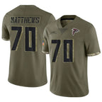 A.Falcons #70 Jake Matthews Player Olive Salute To Service Limited Football Jerseys