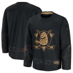A.Ducks Fanatics 2024 Military Appreciation Practice Jersey - Black Stitched American Hockey Jerseys