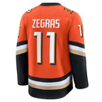 A.Ducks #11 Trevor Zegras Fanatics Home Premium Jersey - Orange Stitched American Hockey Jerseys