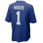 #1 Malik Nabers Player NY.Giants Royal Game Football Jerseys