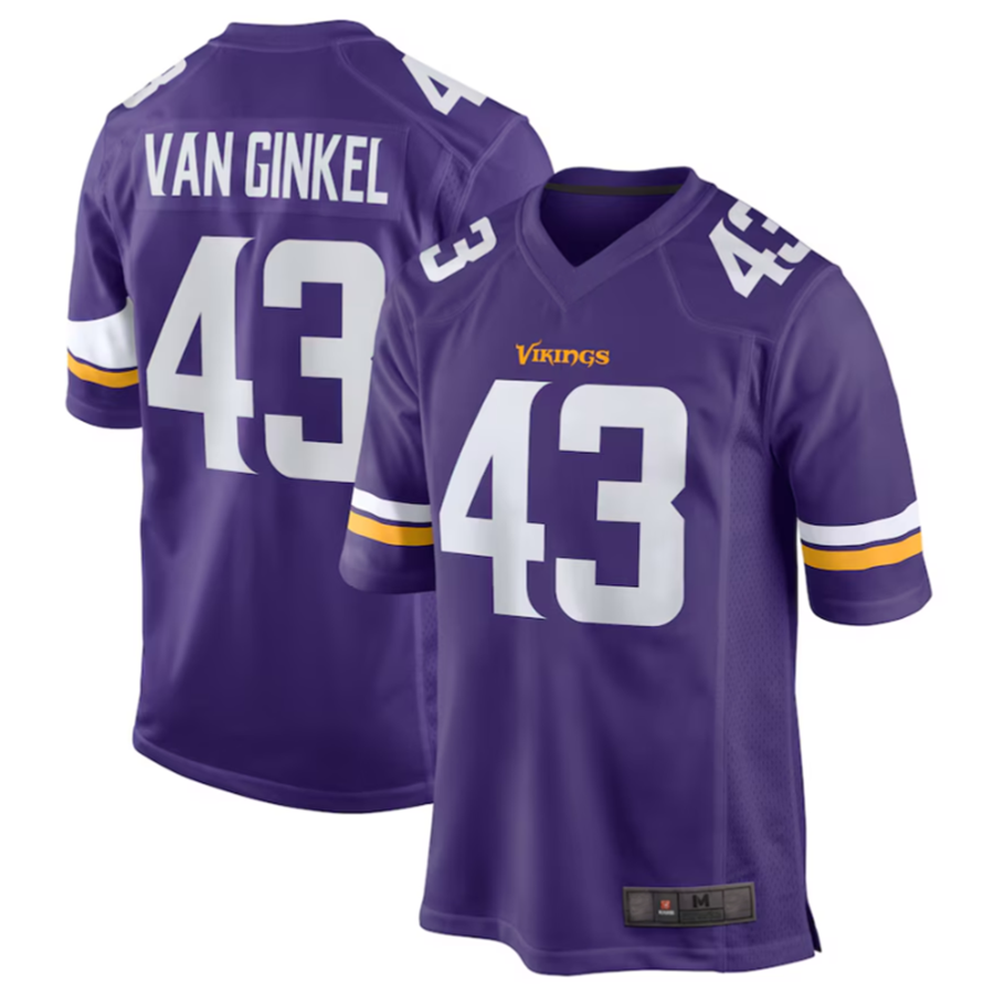 #43 Andrew Van Ginkel Player MN.Vikings Purple Game Football Jerseys