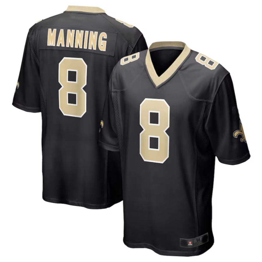 #8 Archie Manning Player NO.Saints Black Game Football Jerseys