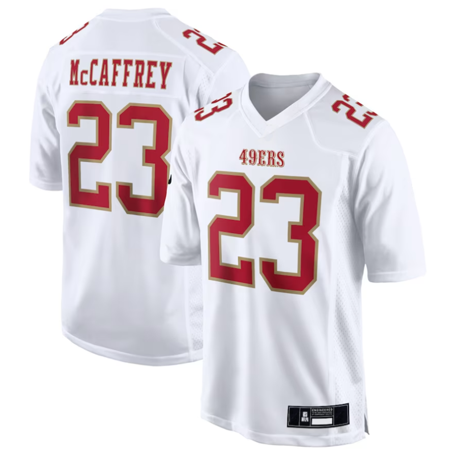 #23 Christian McCaffrey Player SF.49ers White Alternate Game Football Jerseys