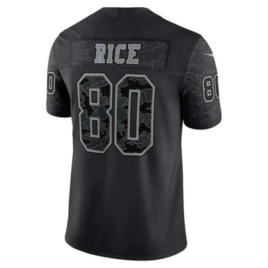 #80 Jerry Rice Player SF.49ers Black RFLCTV Limited Football Jerseys