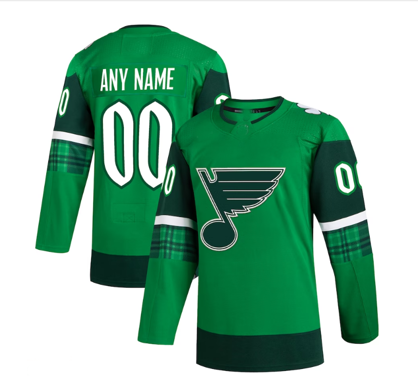 Custom St.Louis Blues 2023 St. Patrick's Day Primegreen Authentic Jersey - Kelly Green Stitched American Hockey Jerseys